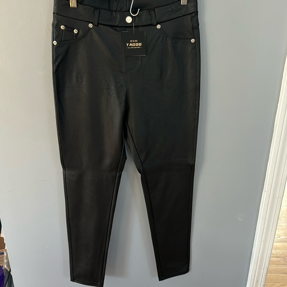 Stretch lether pants slim
